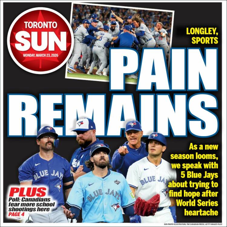 Portada de The Toronto Sun (Canad&aacute;)
