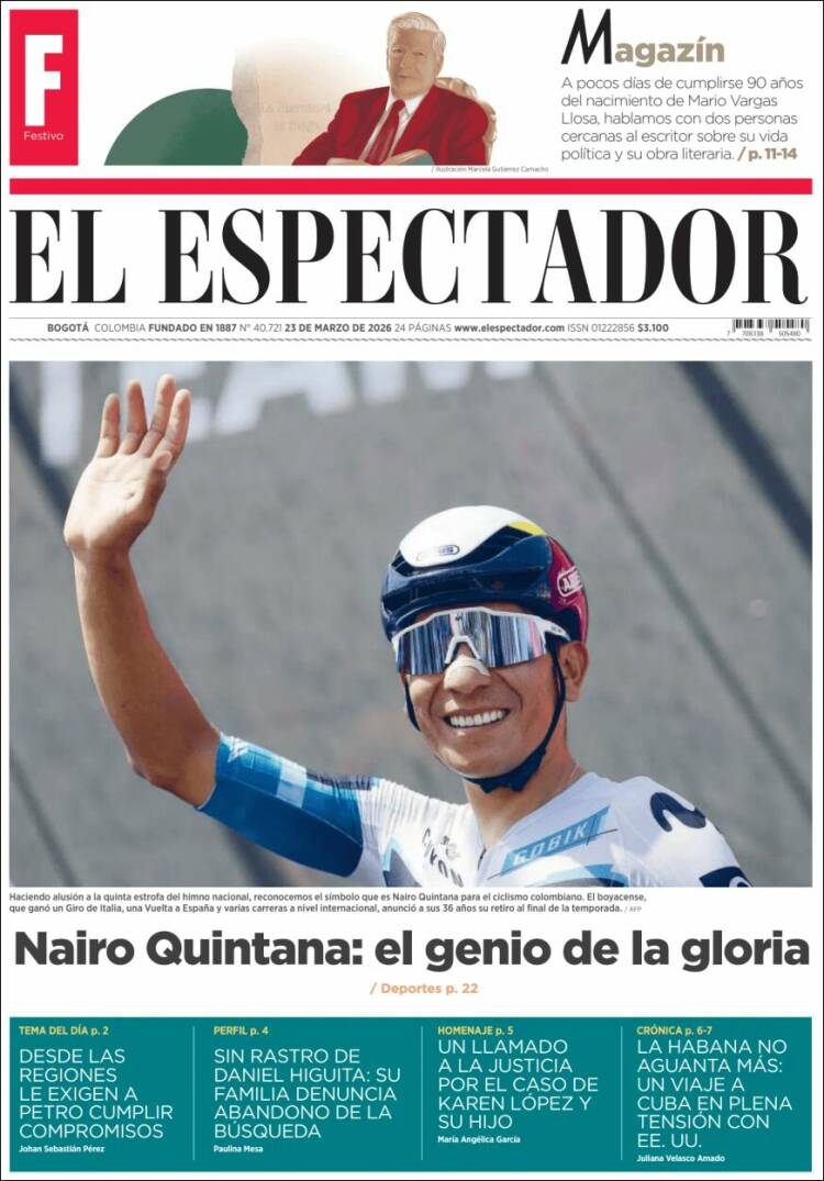 Portada de El Espectador (Colombia)