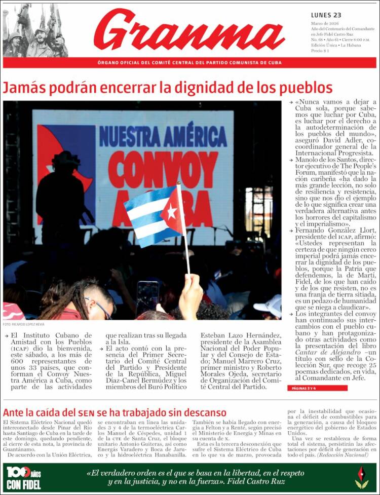 Portada de Granma (Cuba)