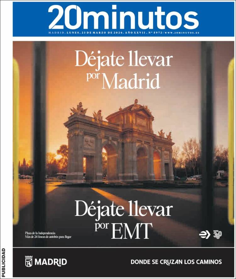 Portada de 20 Minutos - Madrid (Espa&ntilde;a)