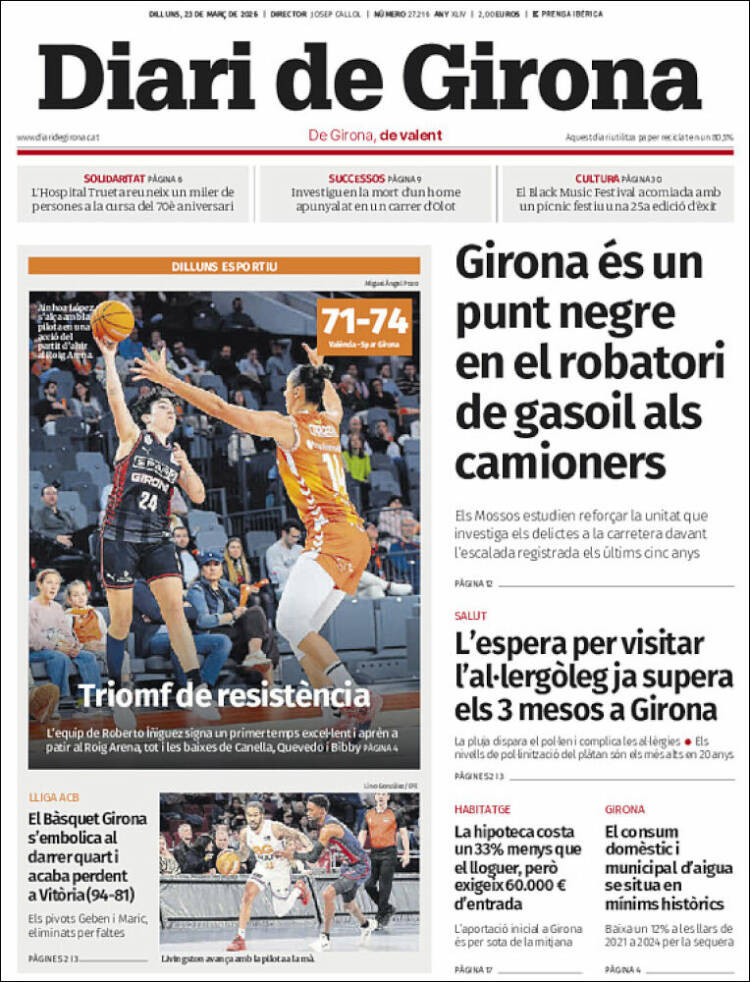 Portada de Diari de Girona (Espa&ntilde;a)