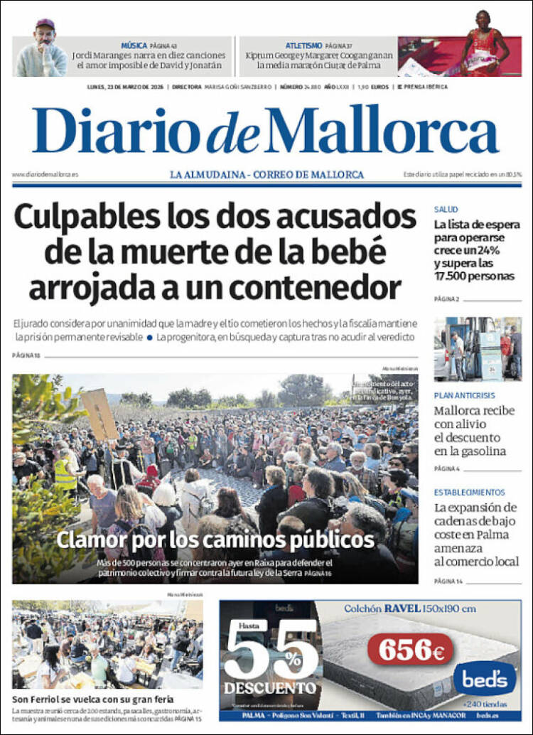 Portada de Diario de Mallorca (Espa&ntilde;a)