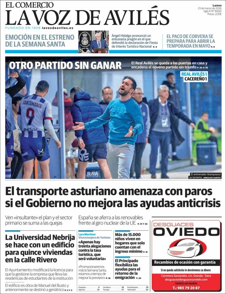 Portada de El Comercio - Avilés (Espa&ntilde;a)