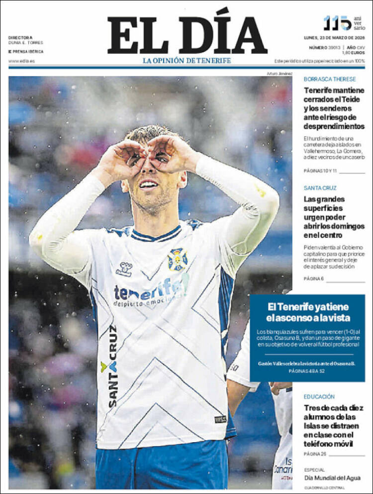 Portada de El Día (Espa&ntilde;a)