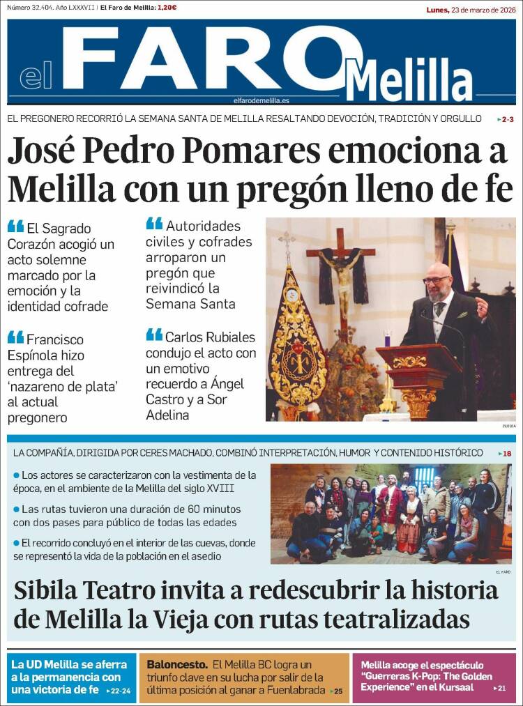 Portada de El Faro de Melilla (Espa&ntilde;a)