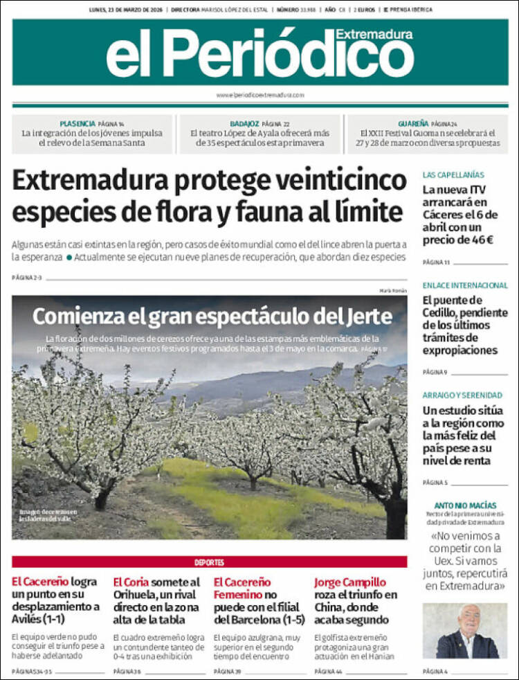 Portada de El Periódico de Extremadura (Espa&ntilde;a)