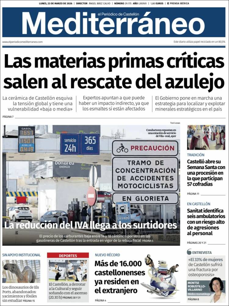 Portada de El Periódico Mediterraneo (Espa&ntilde;a)