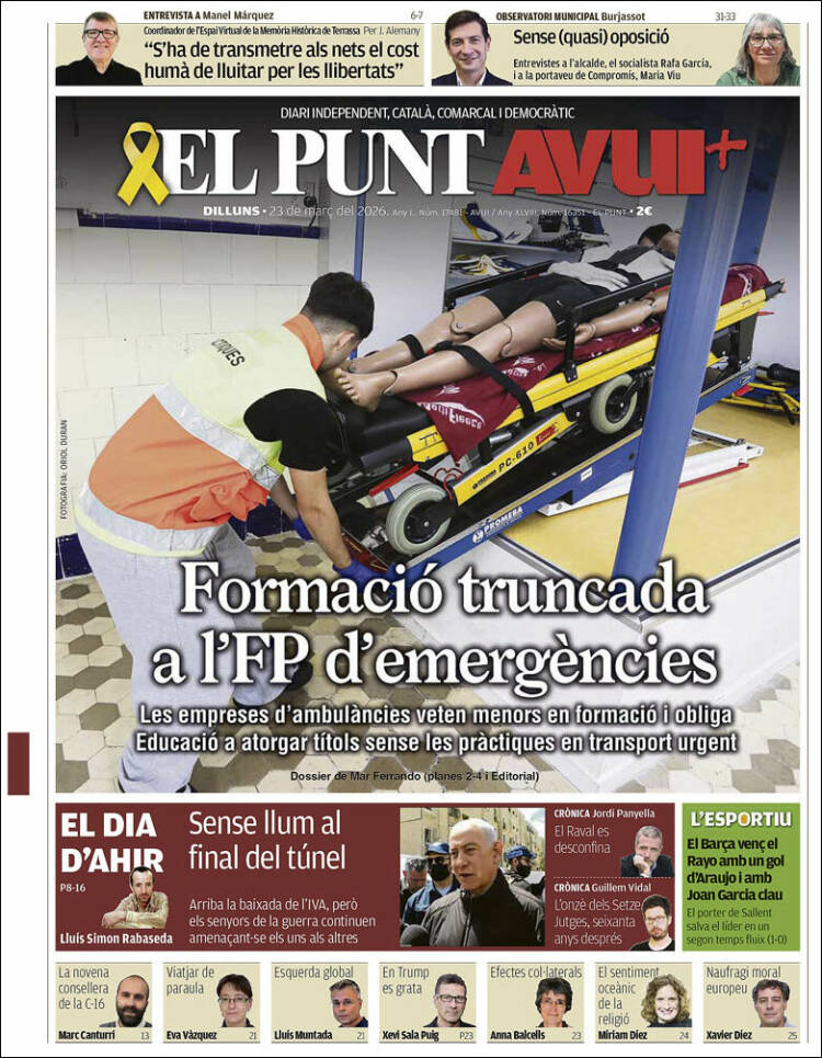 Portada de El Punt Avui (Espa&ntilde;a)