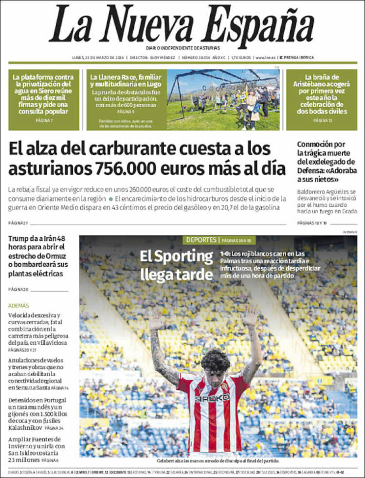 Portada de La Nueva España (Espa&ntilde;a)