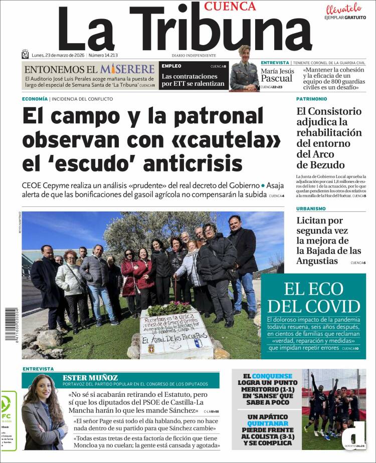 Portada de La Tribuna de Cuenca (Espa&ntilde;a)