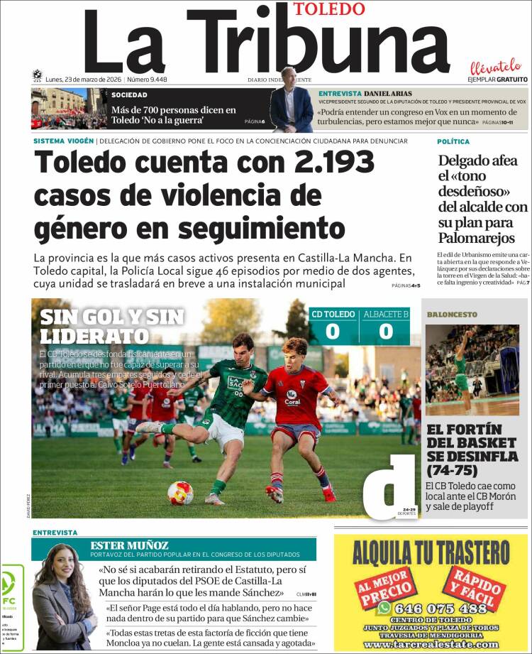 Portada de La Tribuna de Toledo (Espa&ntilde;a)