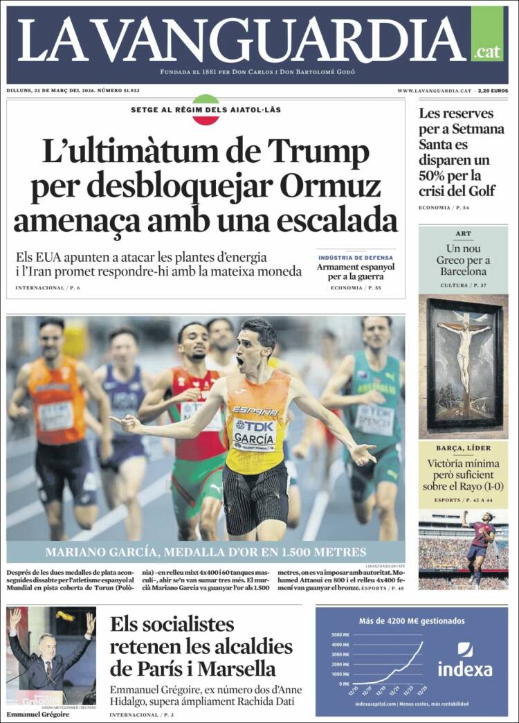 Portada de La Vanguardia (Espa&ntilde;a)