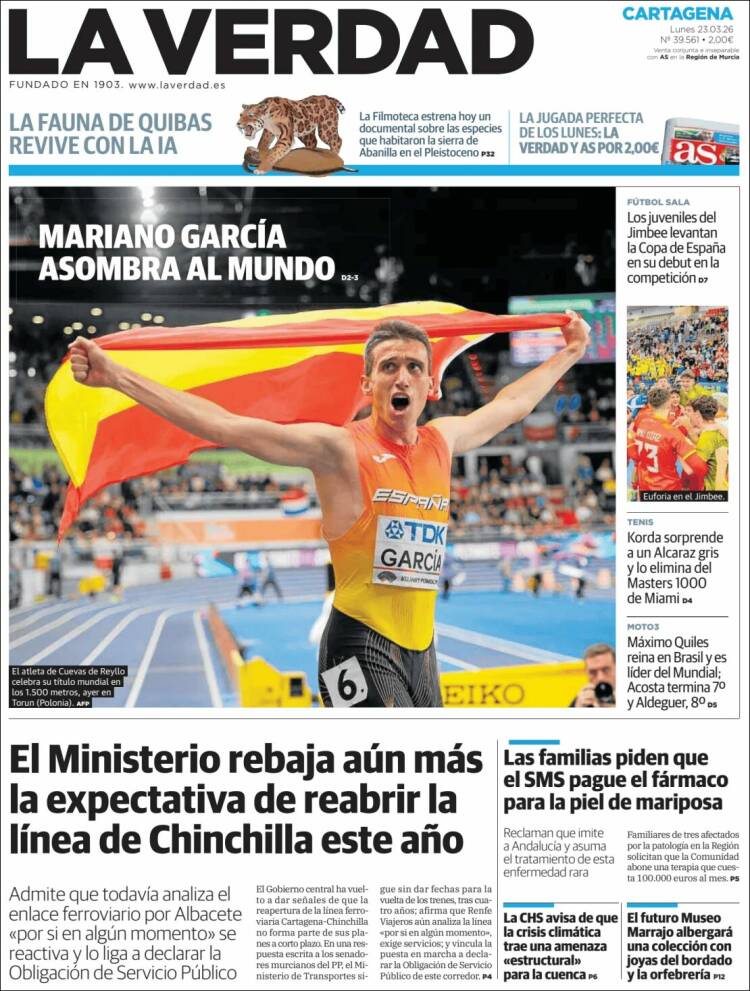 Portada de La Verdad de Cartagena (Espa&ntilde;a)