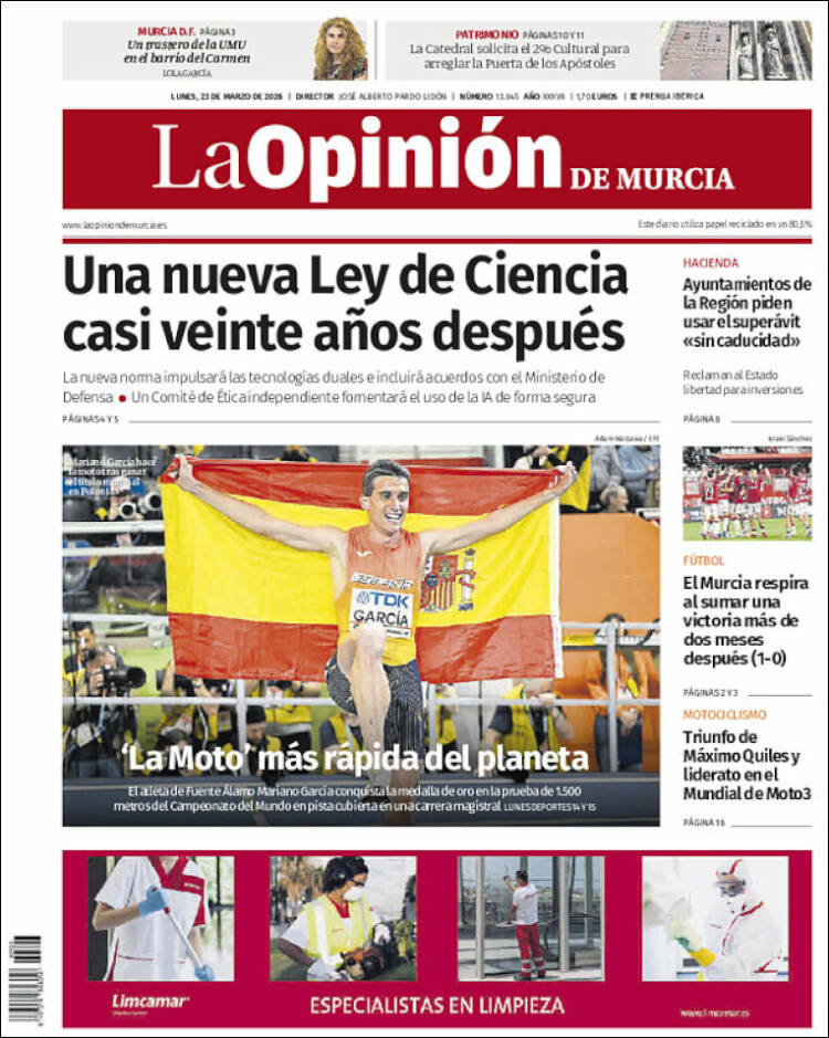 Portada de La Opinión de Murcia (Espa&ntilde;a)