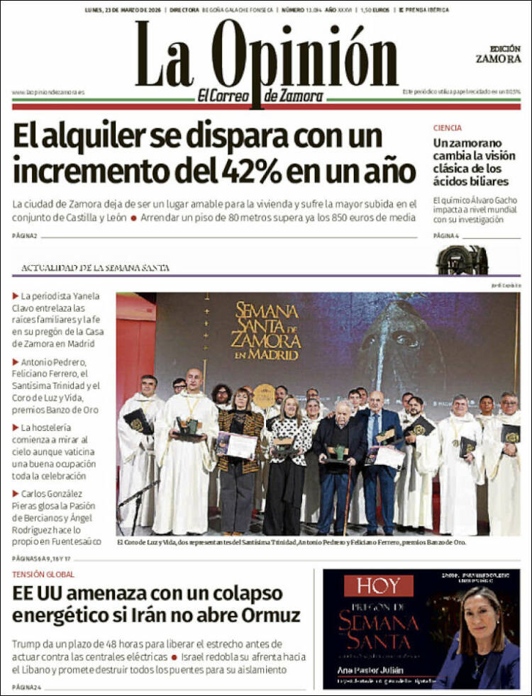 Portada de La Opinión - El Correo de Zamora (Espa&ntilde;a)