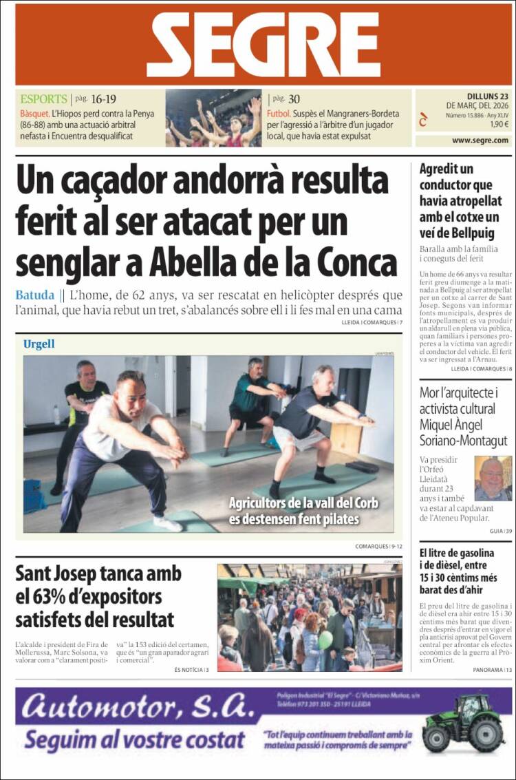 Portada de Segre (Espagne)