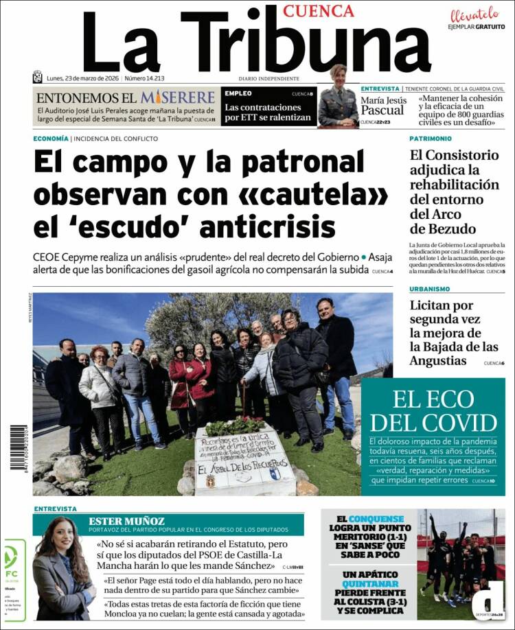 Portada de La Tribuna de Cuenca (Espa&ntilde;a)