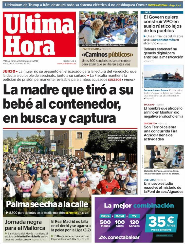 Portada de Última Hora (Espa&ntilde;a)
