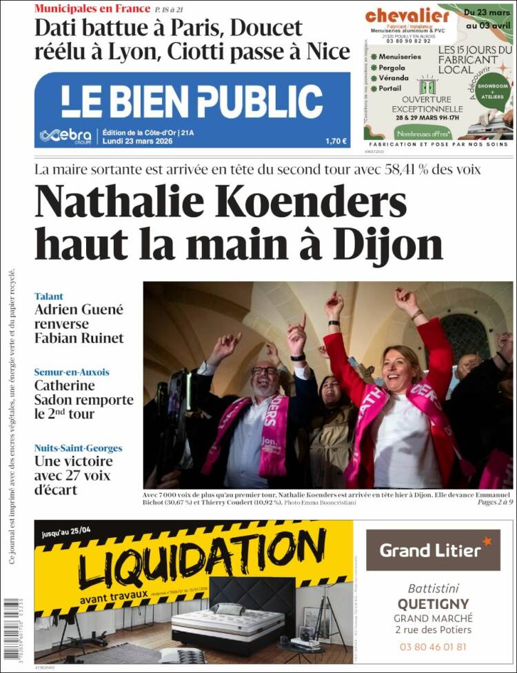 Portada de Le Bien Public (Francia)