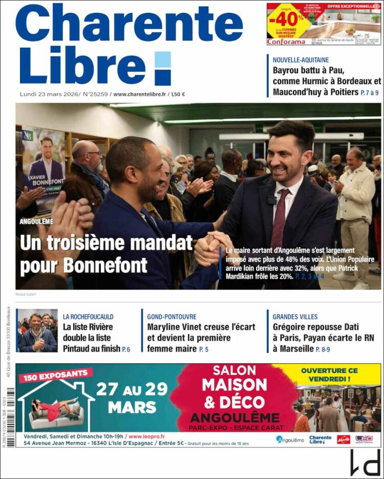 Portada de Charente Libre (Francia)