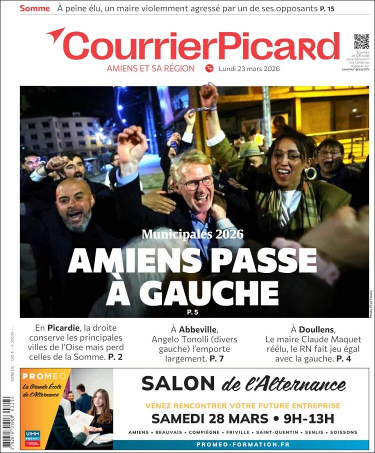 Portada de Courrier Picard (Francia)