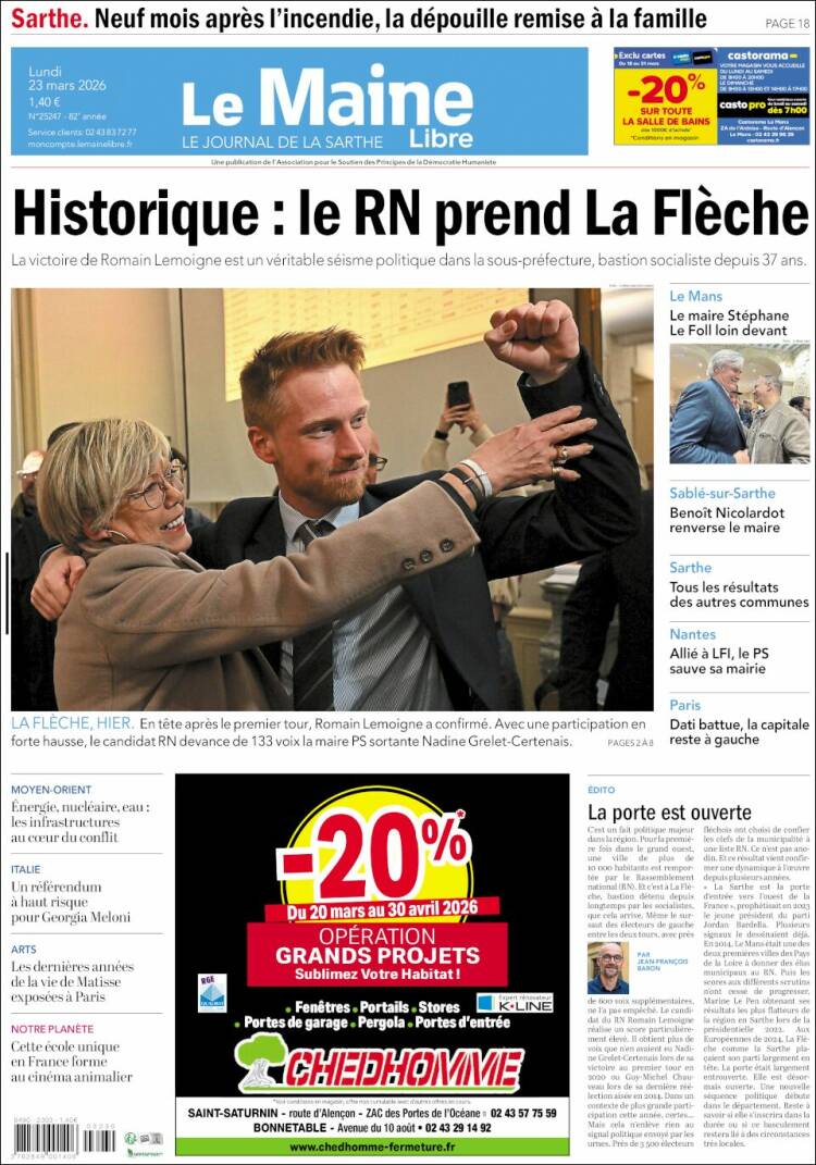 Portada de Le Maine Libre (Francia)