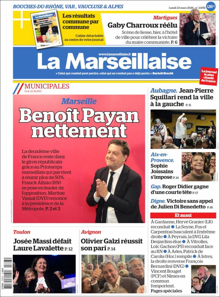 Portada de La Marseillaise (Francia)