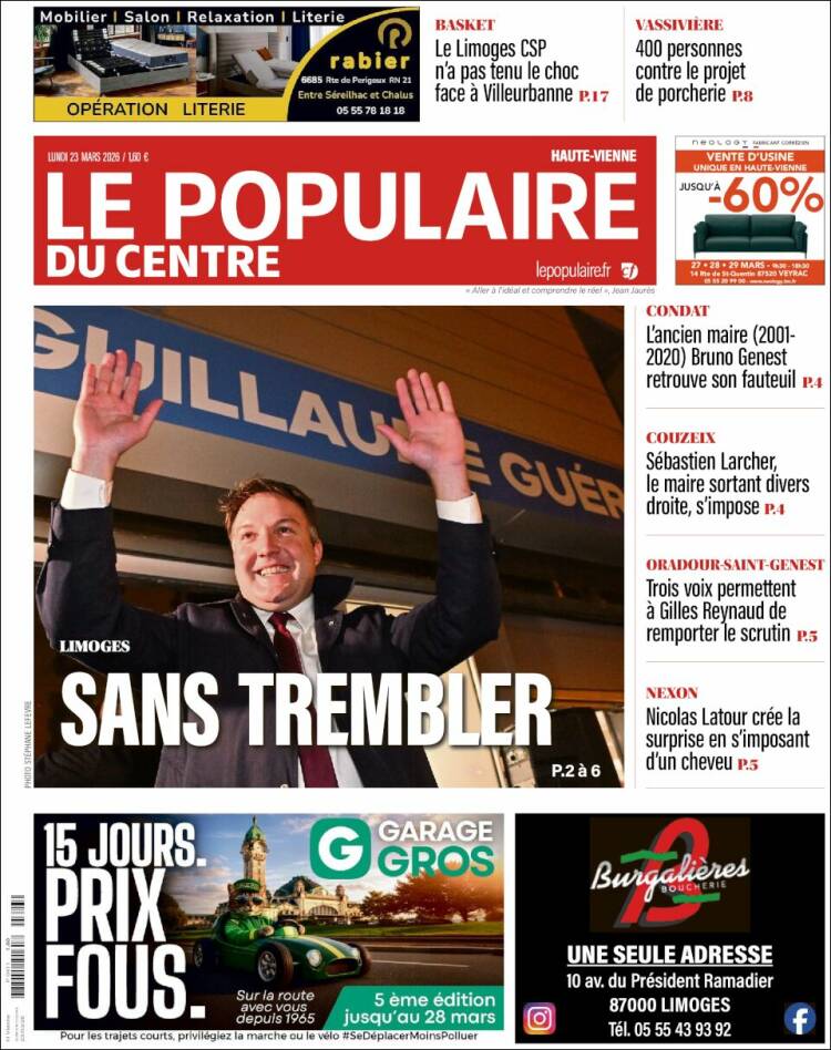 Portada de Le Populaire du Centre (Francia)