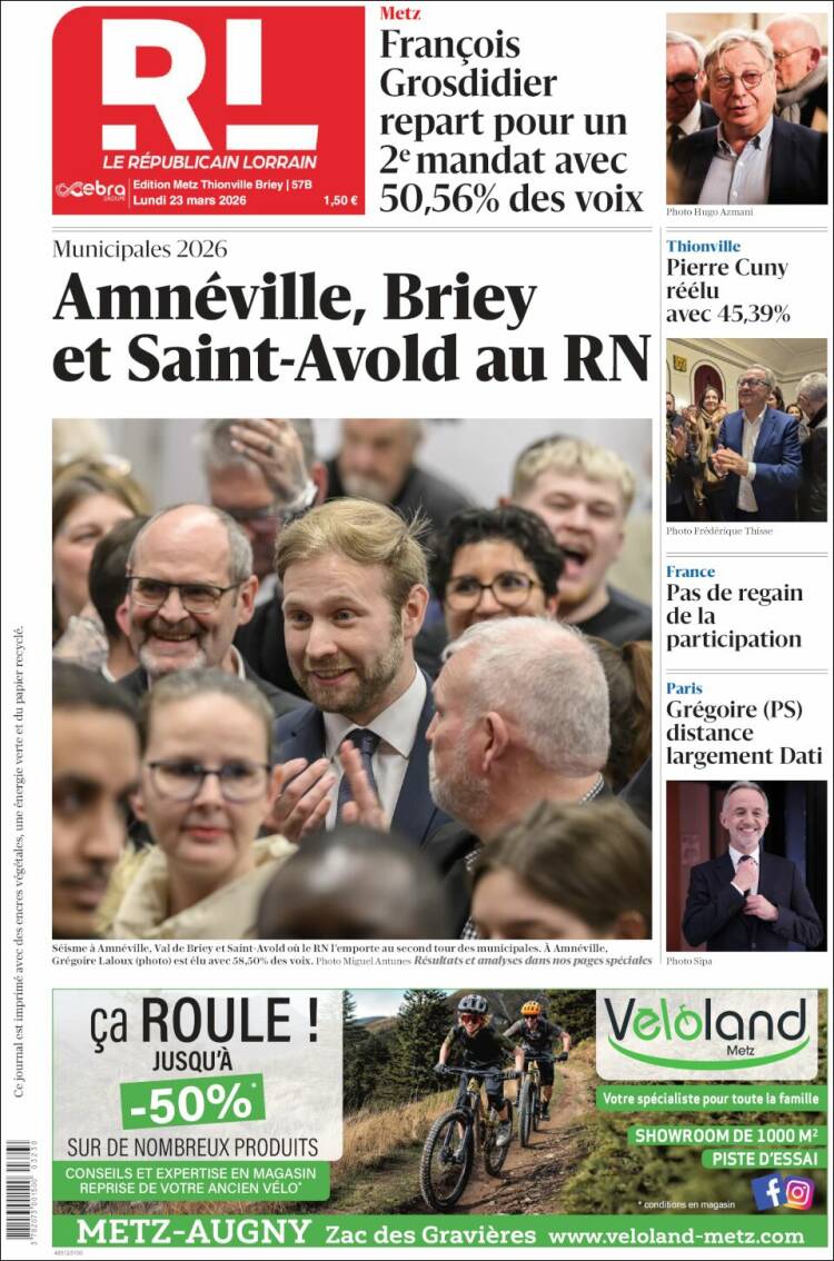 Portada de Le Republicain Lorrain (Francia)