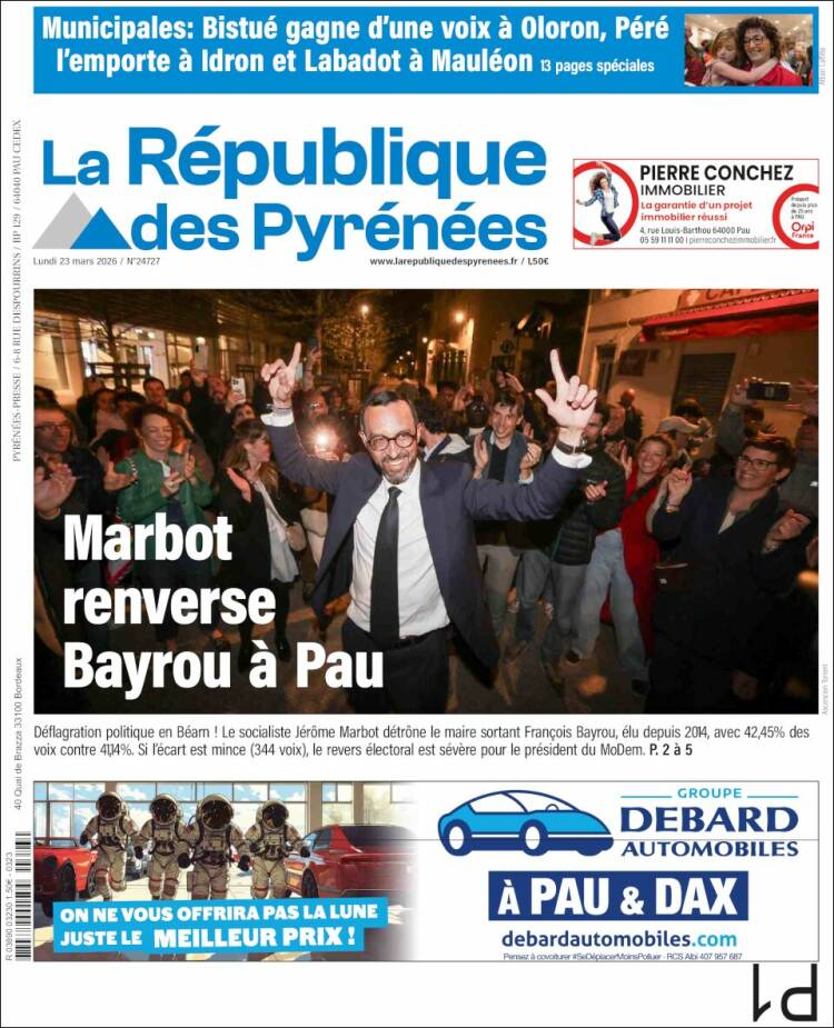 Portada de La République des Pyrénées (Francia)