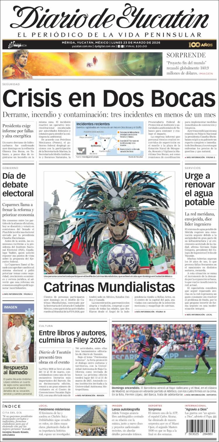 Portada de Diario de Yucatán (M&eacute;xico)