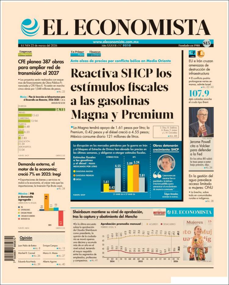 Portada de El Economista (M&eacute;xico)