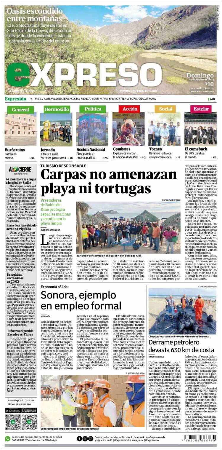 Portada de Expreso (M&eacute;xico)