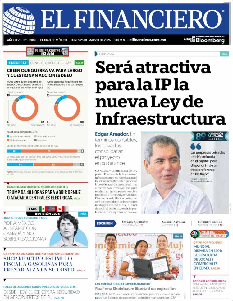 Portada de El Financiero (M&eacute;xico)