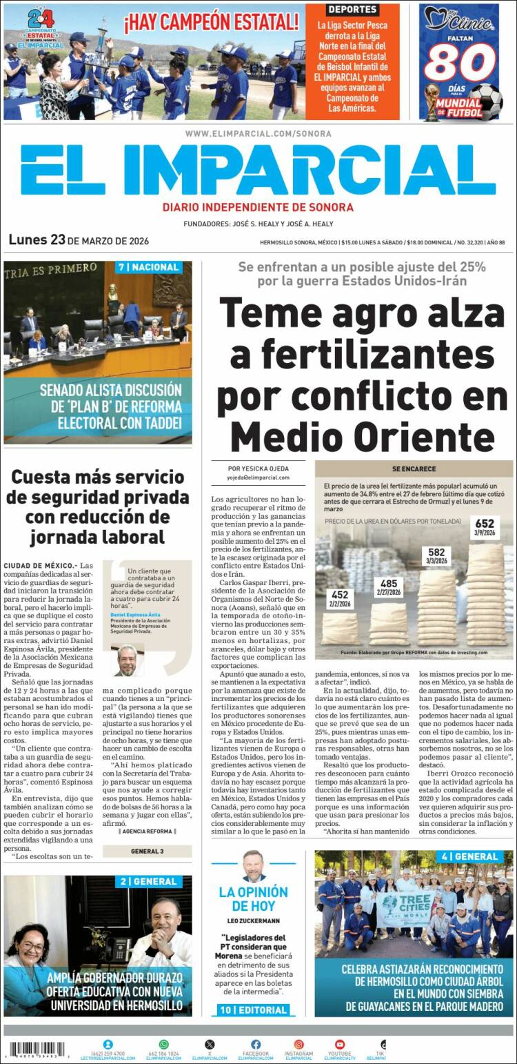 Portada de El Imparcial (M&eacute;xico)