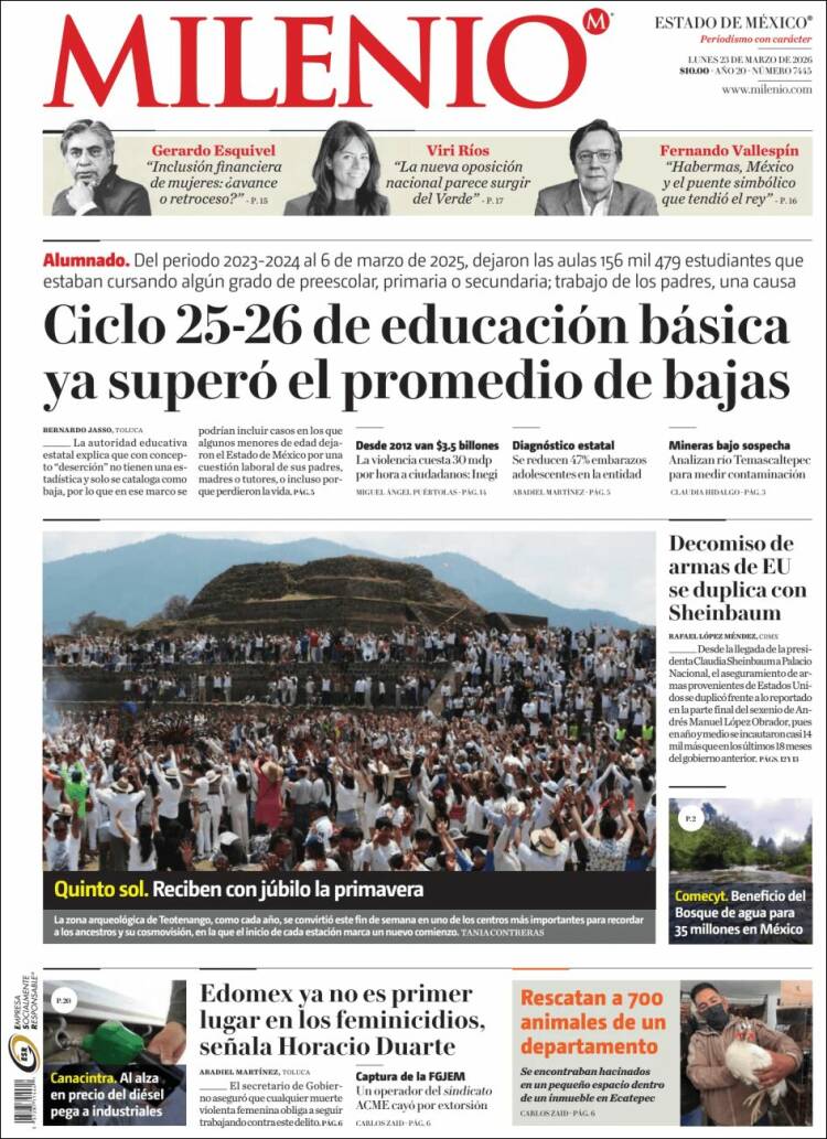 Portada de Milenio - Estado de México (M&eacute;xico)