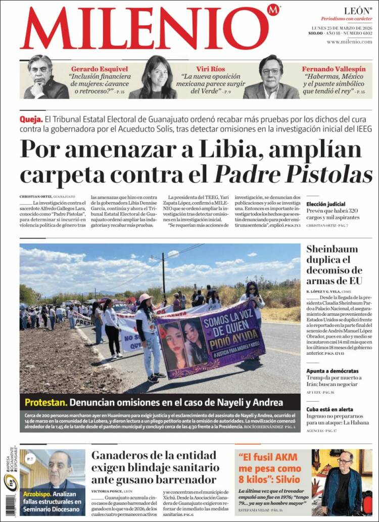 Portada de Milenio de León (M&eacute;xico)