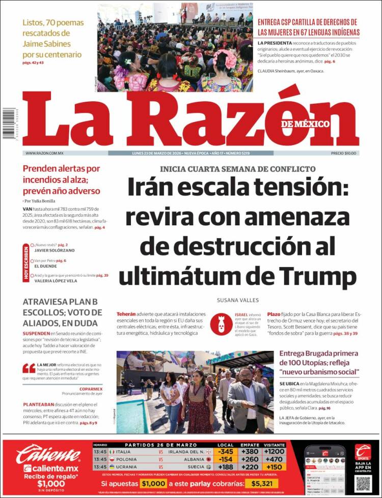 Portada de La Razón (M&eacute;xico)