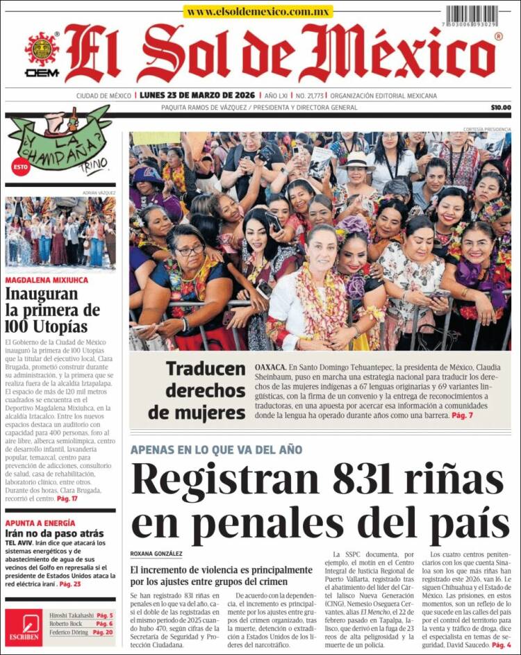 Portada de El Sol de México (M&eacute;xico)