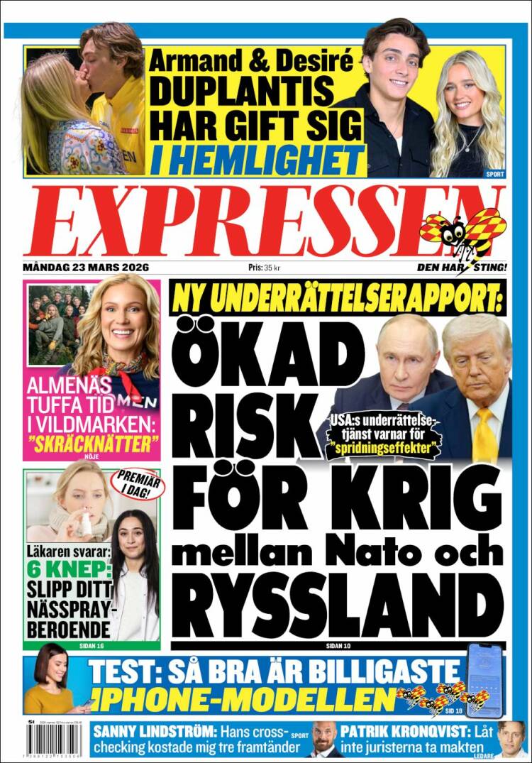 Portada de Expressen (Suecia)