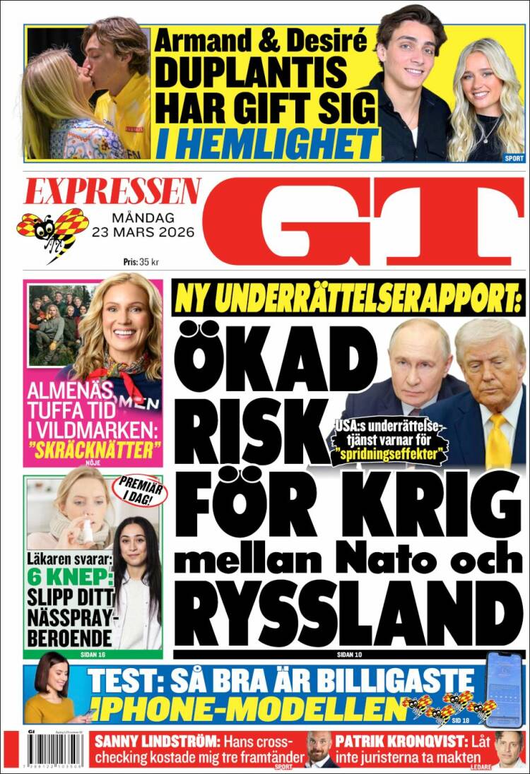 Portada de Göteborgstidningen (Suecia)