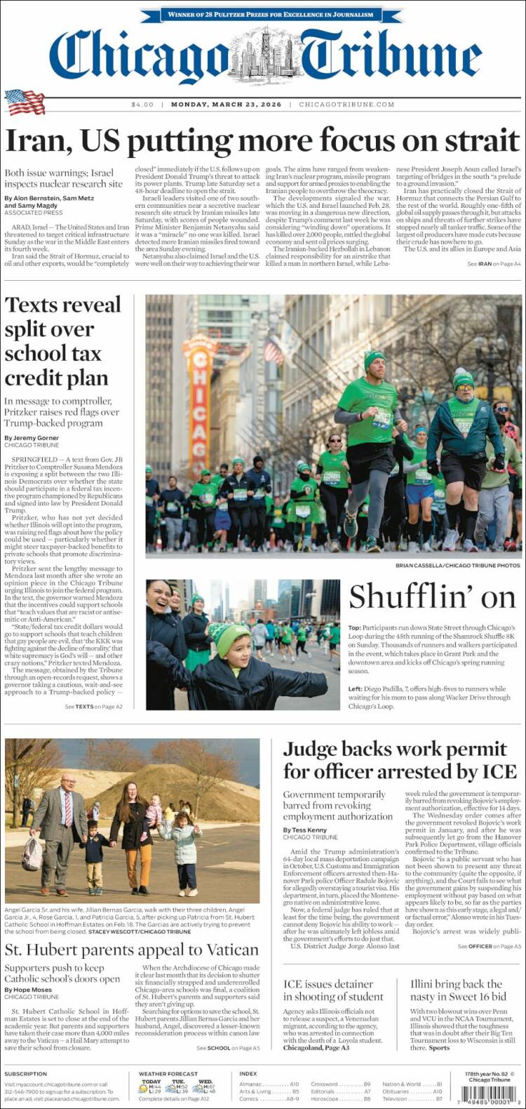 Portada de Chicago Tribune (USA)