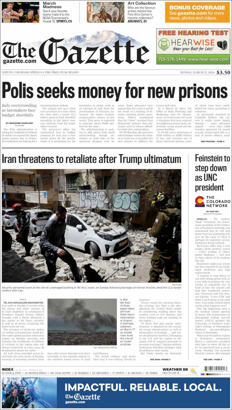 Portada de The Gazette (USA)