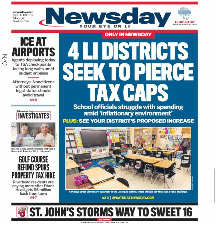 Portada de Newsday (USA)
