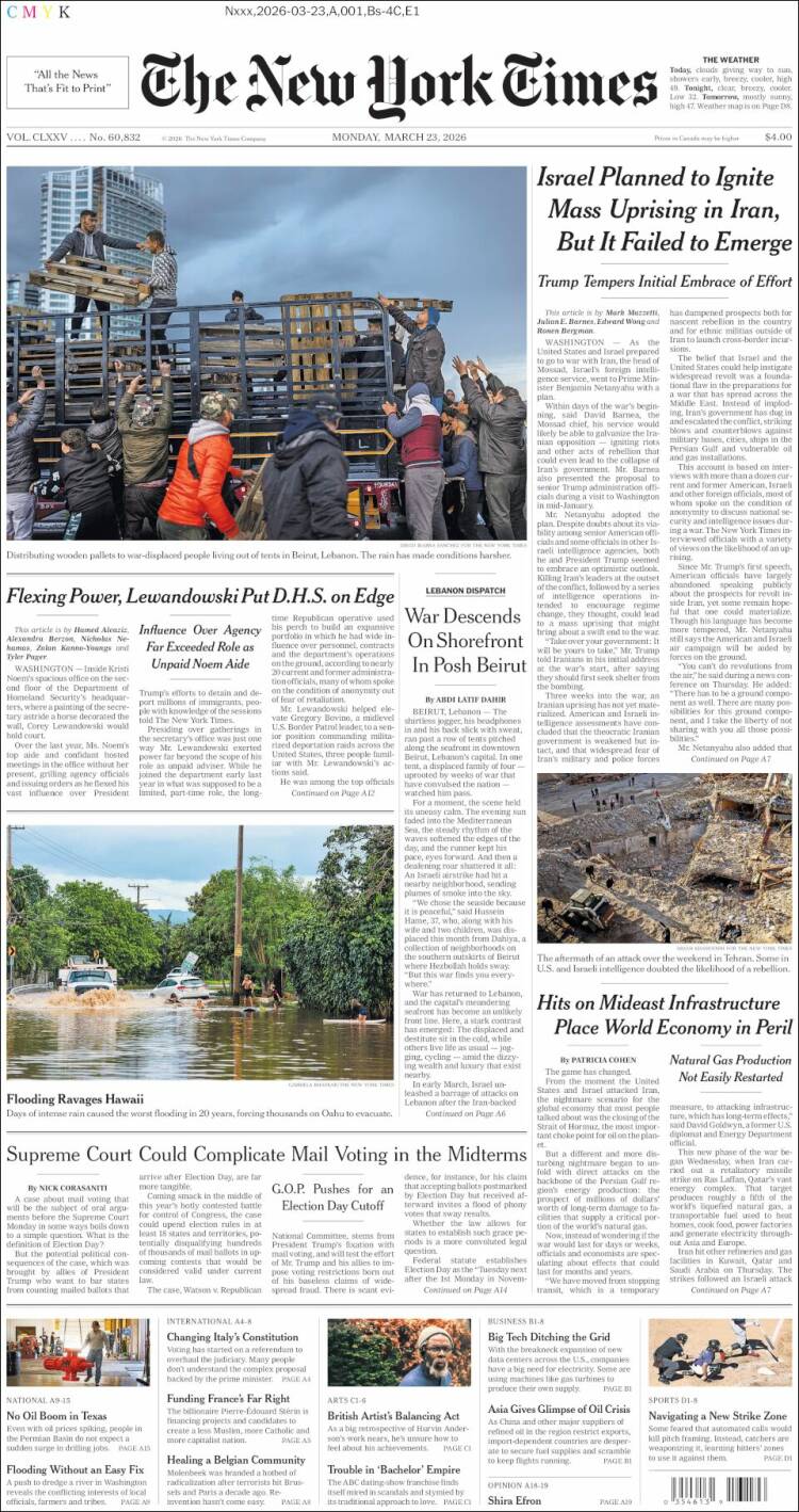 Portada de New York Times (USA)