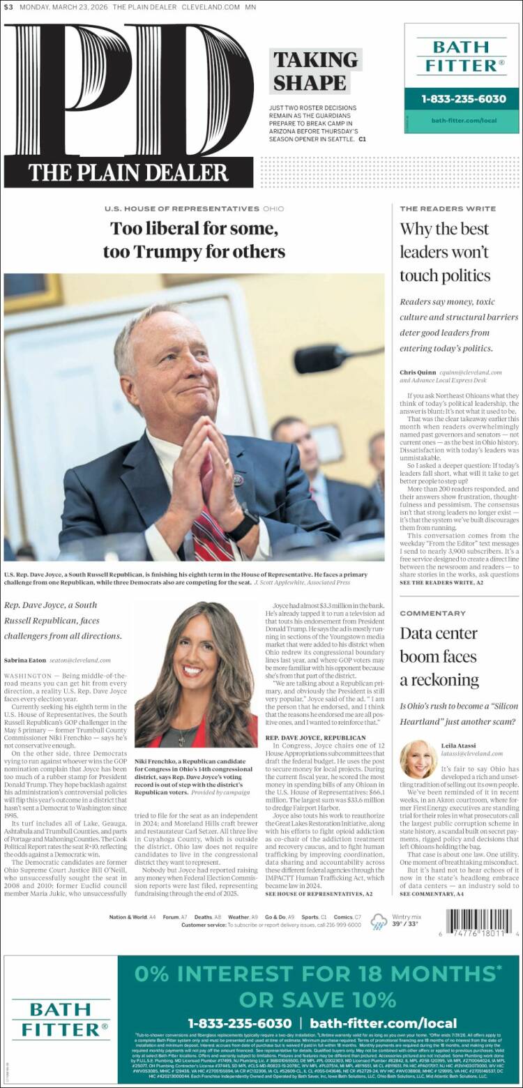 Portada de The Plain Dealer (USA)