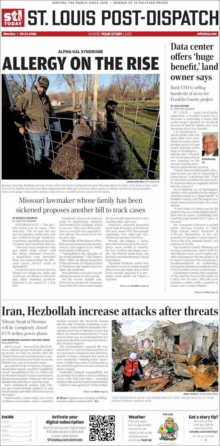 Portada de St. Louis Post-Dispatch (USA)