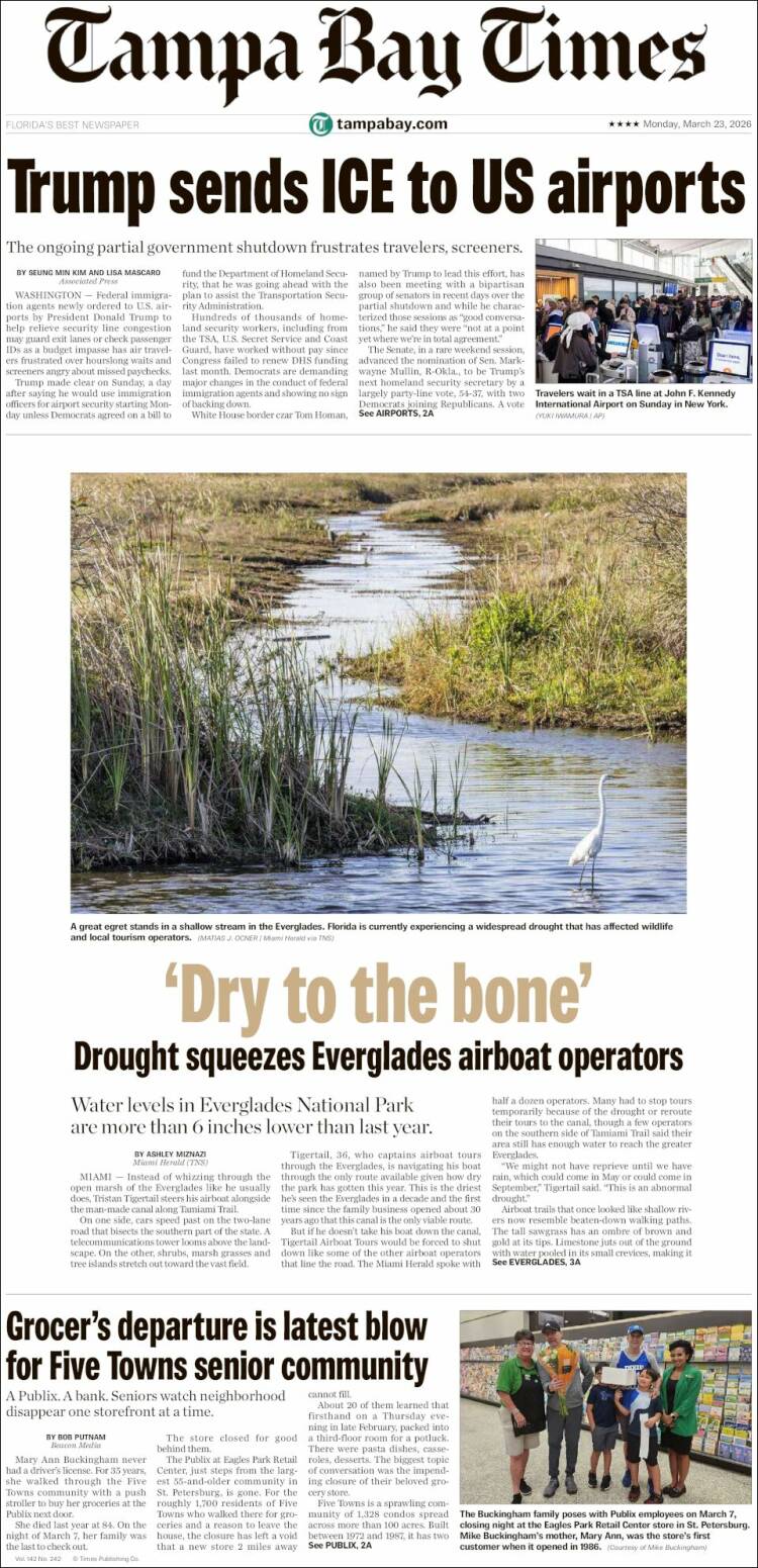 Portada de Tampa Bay Times (USA)