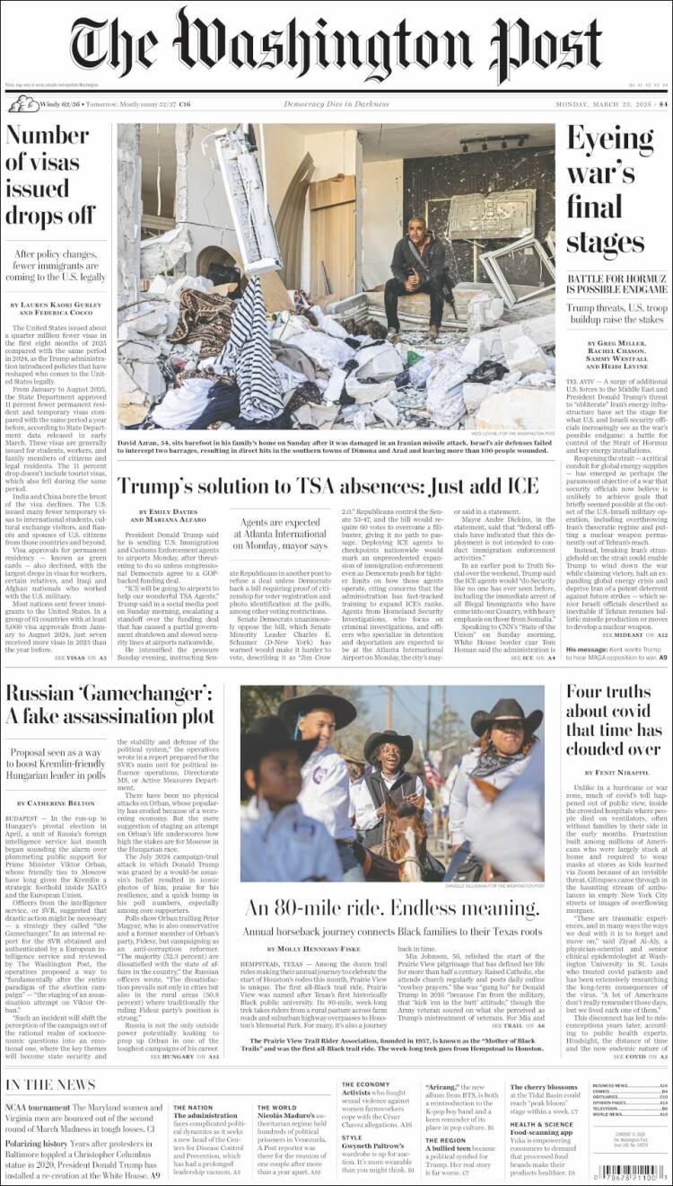 Portada de The Washington Post (USA)