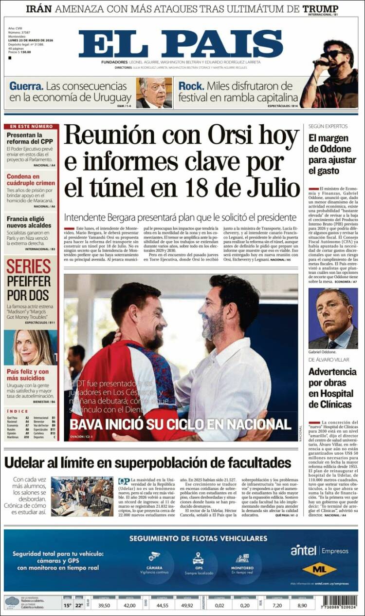 Portada de El País (Uruguay)